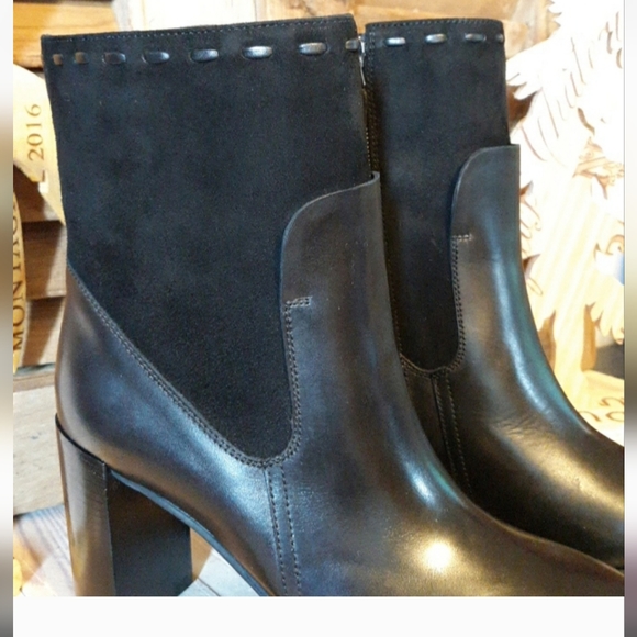 Aquatalia Fineena Black Leather Suede Ankle Boots Soze 6.5 - Picture 5 of 7